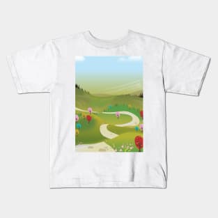 Cartoon road landscape Kids T-Shirt